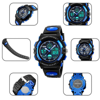 Orologio Sportivo da Ragazzo Multifunzione Blu con Doppio Display