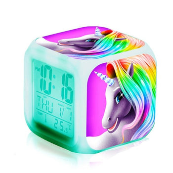 Sveglia da ragazza a cubo digitale Unicorno