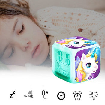 Sveglia da ragazza a cubo digitale Unicorno