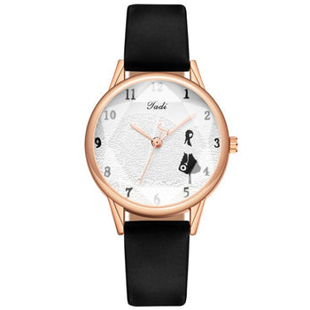 Orologio Analogico da Ragazza con Cinturino in Pelle Rosa Pallido e Quadrante Bianco