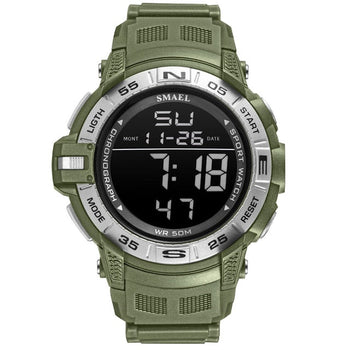 Orologio Digitale da Ragazzo con Cinturino in Silicone Verde Militare e Quadrante Tondo