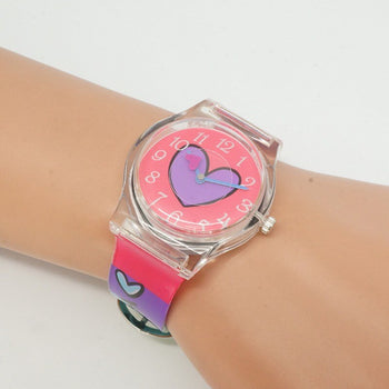 Orologio da ragazza analogico con quadrante a cuore viola