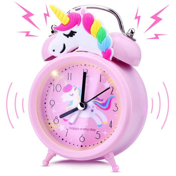 Sveglia analogica rosa unicorno da ragazza