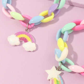 Braccialetti da bambina con arcobaleno e stella cadente (set di 2 braccialetti)