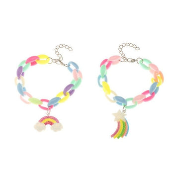 Braccialetti da bambina con arcobaleno e stella cadente (set di 2 braccialetti)