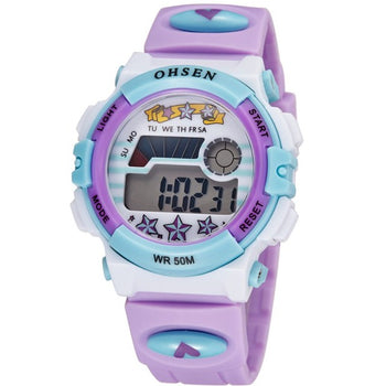 Orologio Digitale da Ragazza con Cinturino in Silicone Rosa e Quadrante Rosa e Giallo