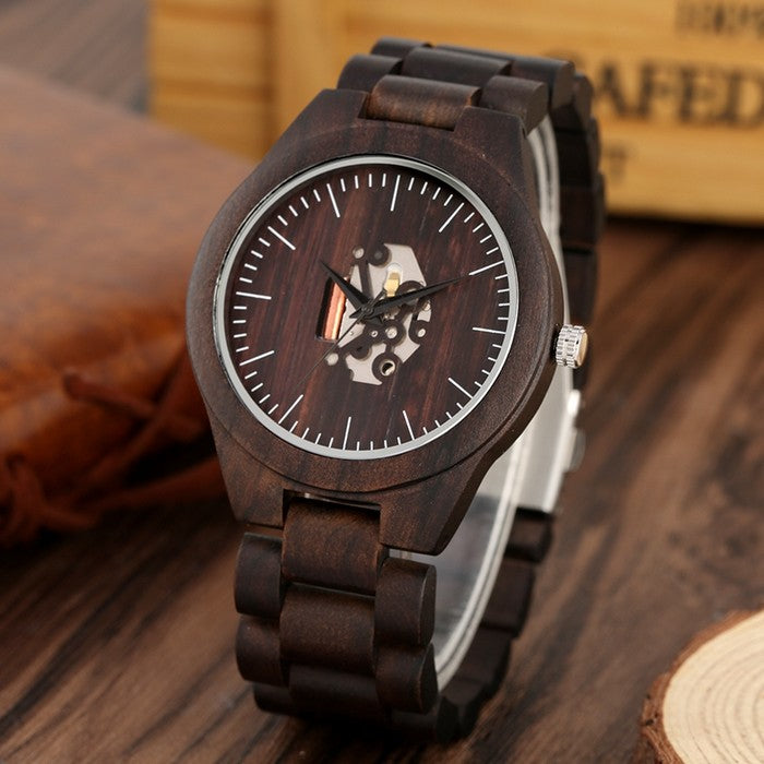 Orologio analogico da ragazzo con cinturino e cassa in legno