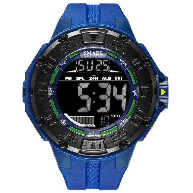 Orologio digitale da ragazzo con cinturino in silicone blu navy e quadrante nero