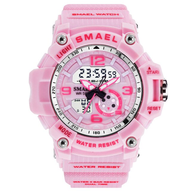 Orologio Dual Display da ragazza con cinturino in silicone rosa pallido