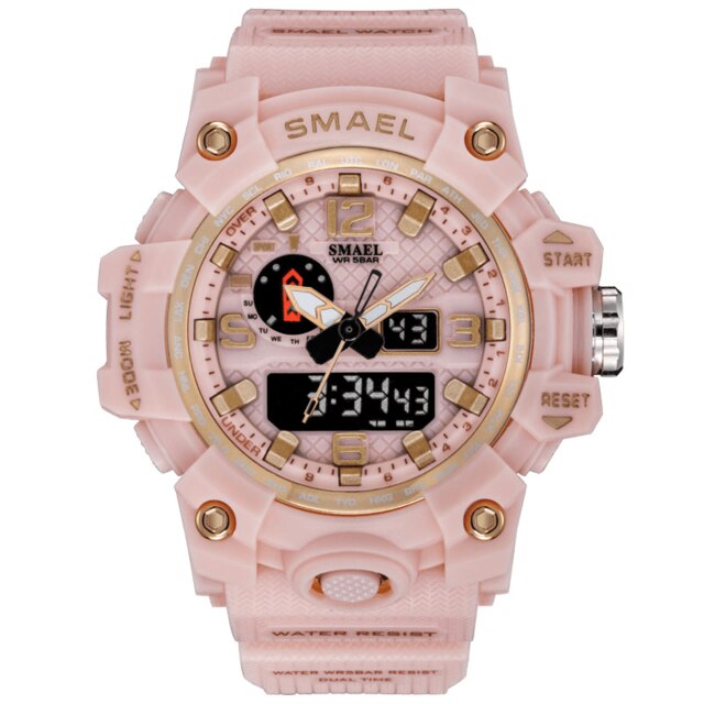 Orologio da ragazza Dual Display con cinturino in silicone rosa zucchero