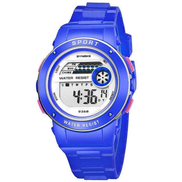 Orologio Digitale da Ragazzo con Cinturino in Silicone Blu e Quadrante Bianco