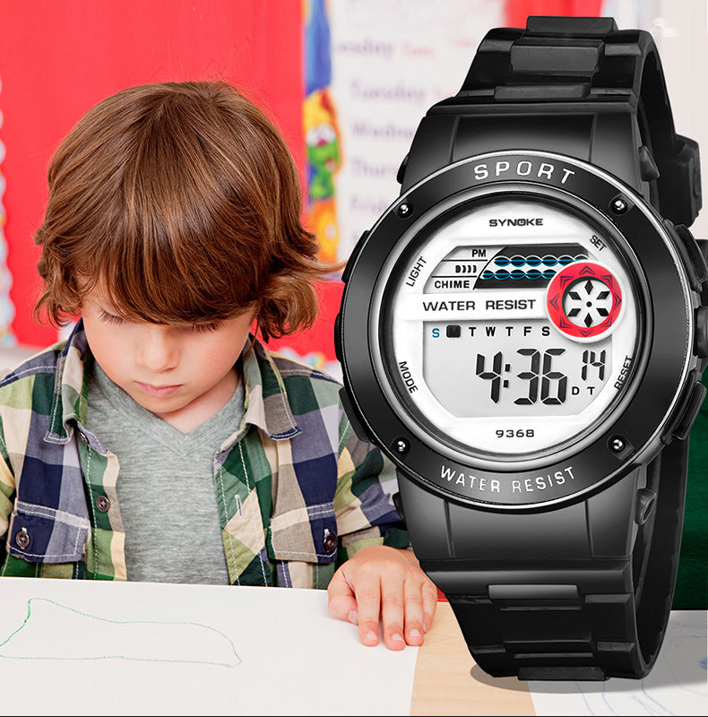 Orologio Digitale da Ragazzo con Cinturino in Silicone Blu e Quadrante Bianco