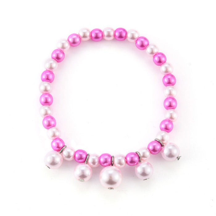 Braccialetto da bambina con perline bianche e rosa