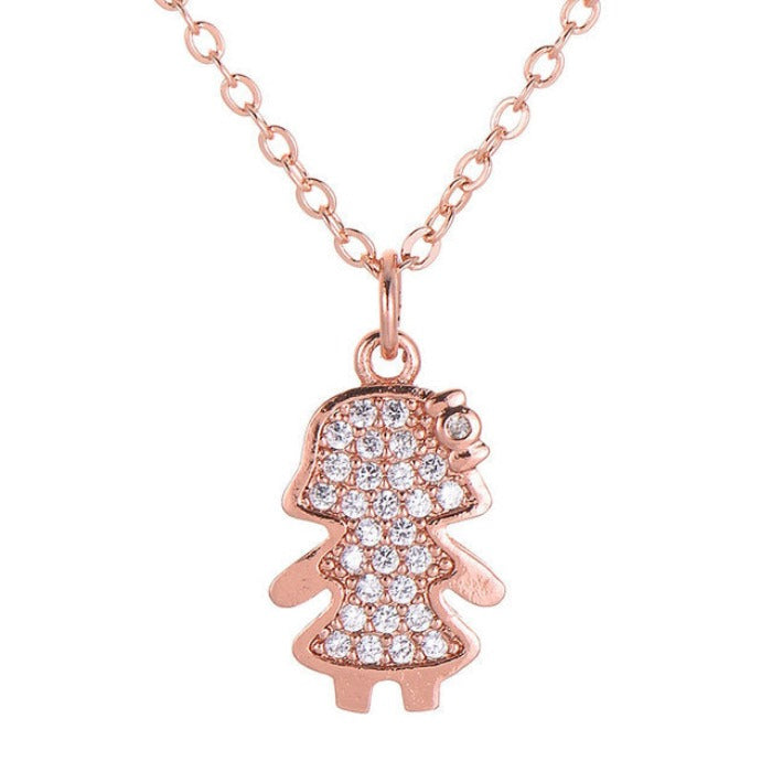 Collana da bambina in oro rosa con strass